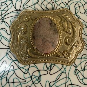 Brass and Crazy Lace Agate Belt Buckle